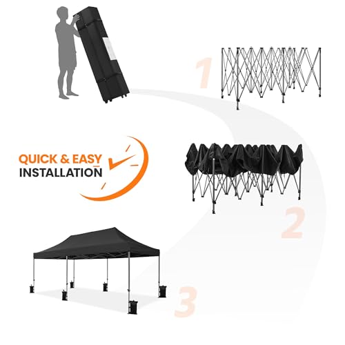Yaheetech Heavy Duty Pop Up Canopy Tent, 10x20 Commercial Instant Shelter Tent for Wedding, Parties, Adjustable Outdoor Canopy with Wheeled Carry Bag