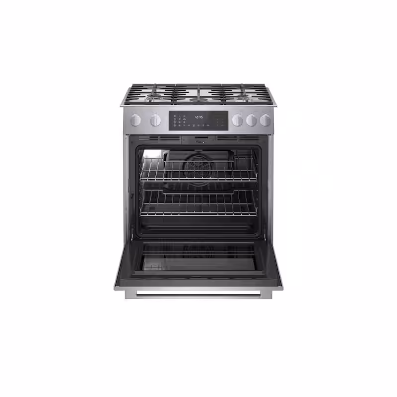 Benchmark Series 30 in. 4.6 cu. ft. Slide-In Dual Fuel Range with Gas Stove and Electric Oven in Stainless Steel