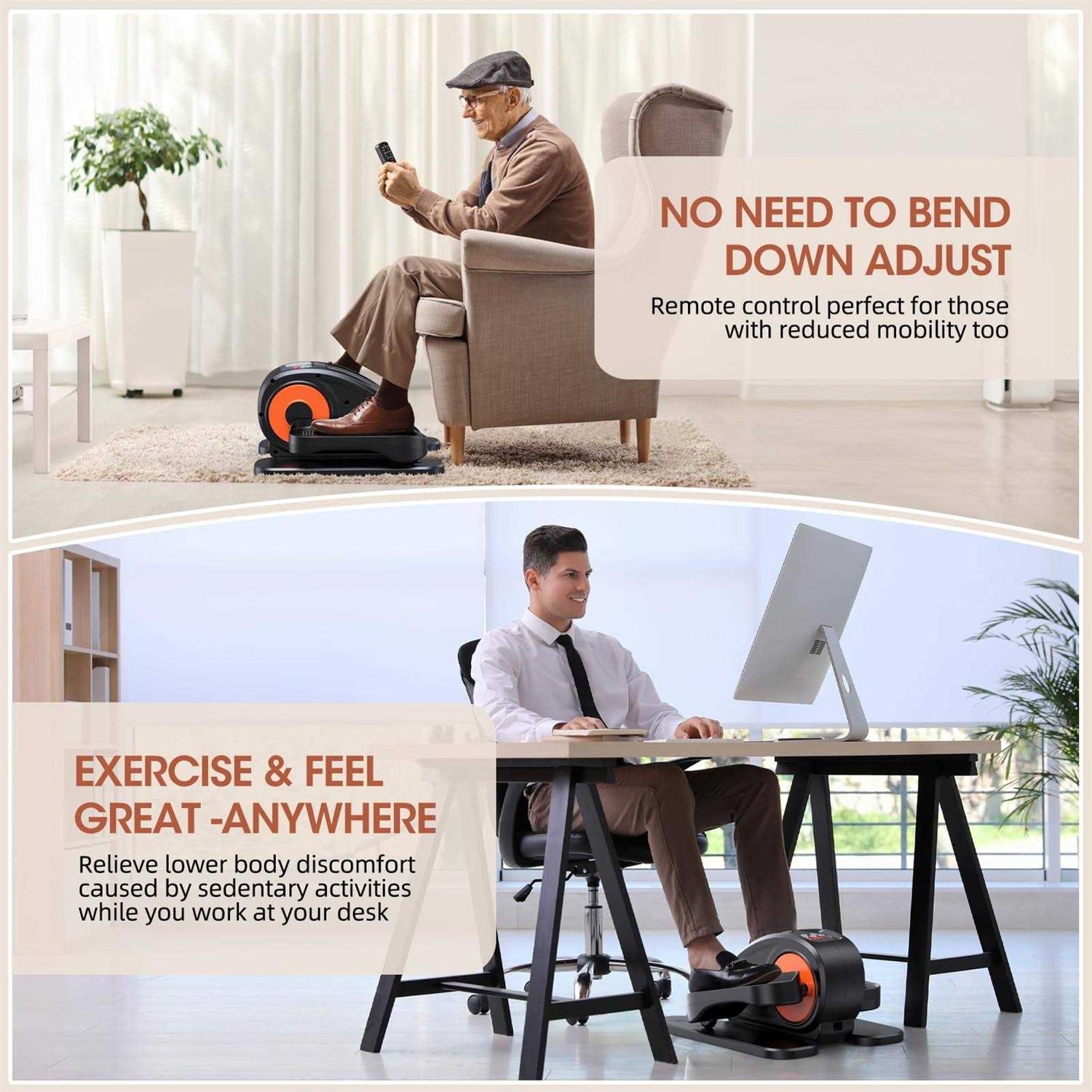 GUGTTR Under Desk Elliptical Electric Seated Pedal Exerciser Quiet &amp; Compact Mini Ellipse Leg Exerciser with Display Monitor