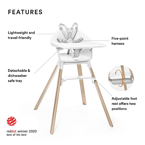 Stokke Clikk High Chair, Midnight - All-in-One High Chair with Tray + Harness - Light, Durable & Travel Friendly