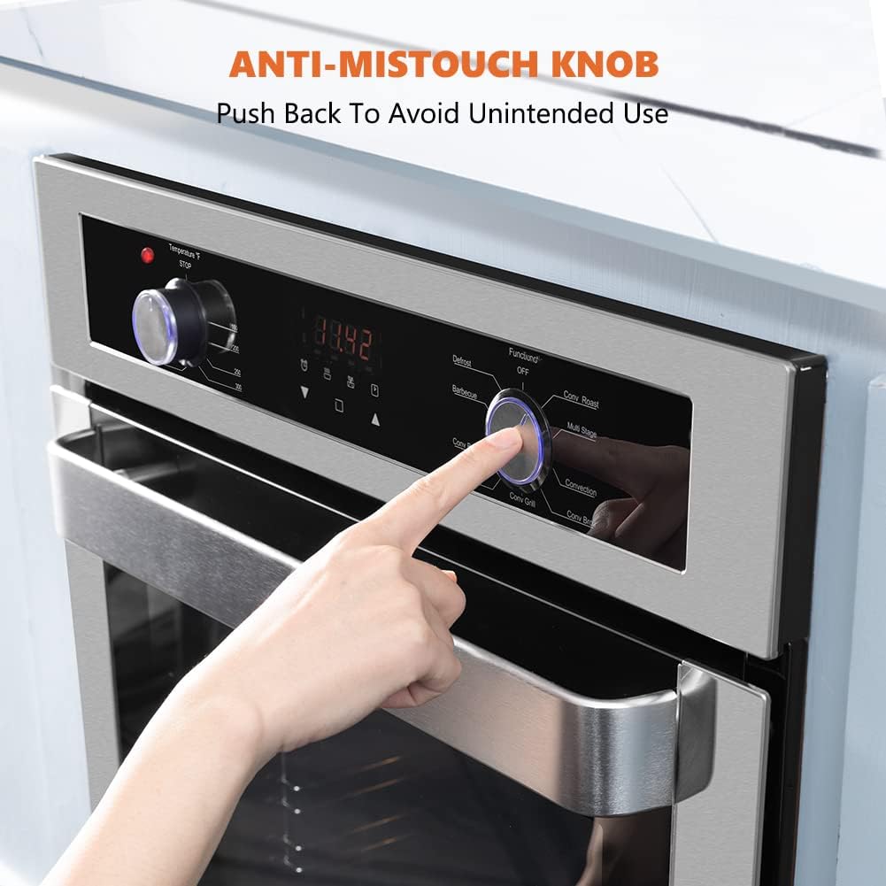 24 Inch Single Wall Oven, thermomate 2.3Cu.ft. Total Capacity Electric Built-in Oven with 9 Cooking Functions in Stainless Steel