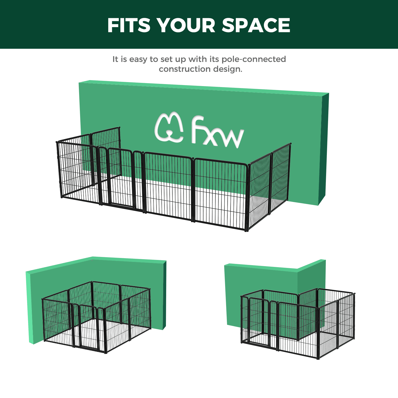 FXW Homeplus Dog Playpen Indoor, 8 Panels 32" Height Dog Fence Exercise Pen for small Dogs