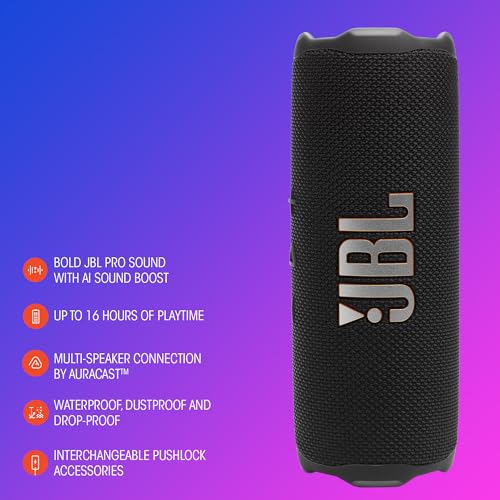 JBL Flip 7 - Portable Waterproof and Drop-Proof Speaker, Bold Pro Sound with AI Sound Boost, 16Hrs of Playtime