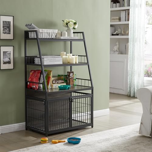 Furniture Style Dog Crate for Small/Medium Dog, Heavy Duty Anti-Chew Dog Kennel Furniture with 3 Doors