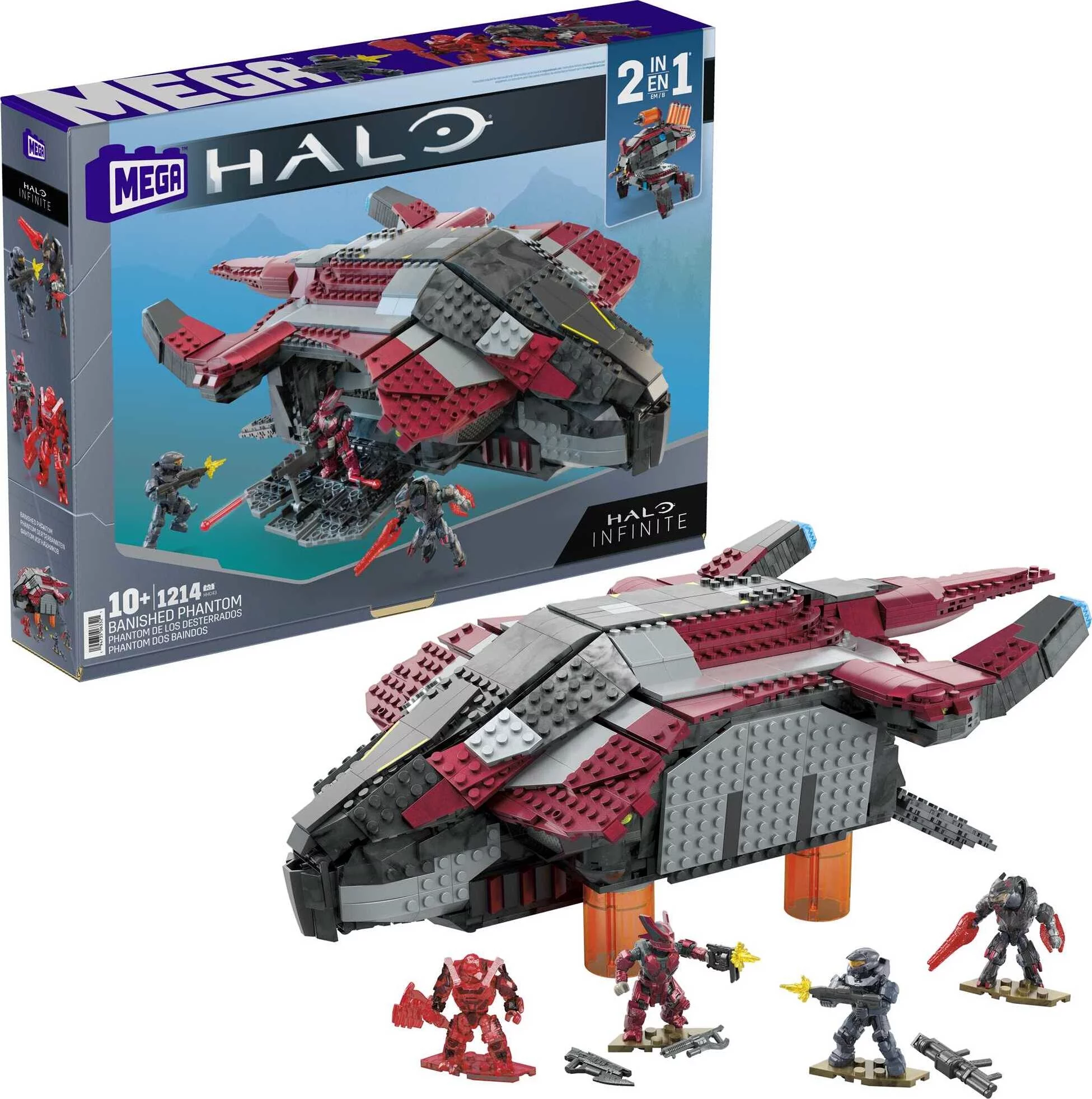 MEGA Halo Infinite Banished Phantom Building Kit with 4 Figures (1214 Pieces) - Radiant Selections