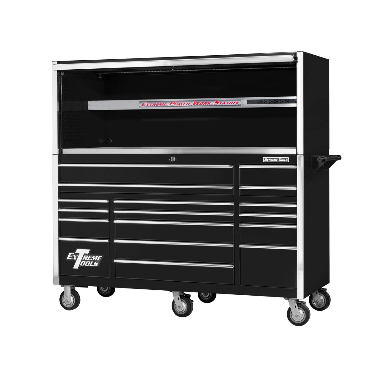 72 17 Drawers Professional Roller Cabinet & Extreme Power Workstation Hutch Combo