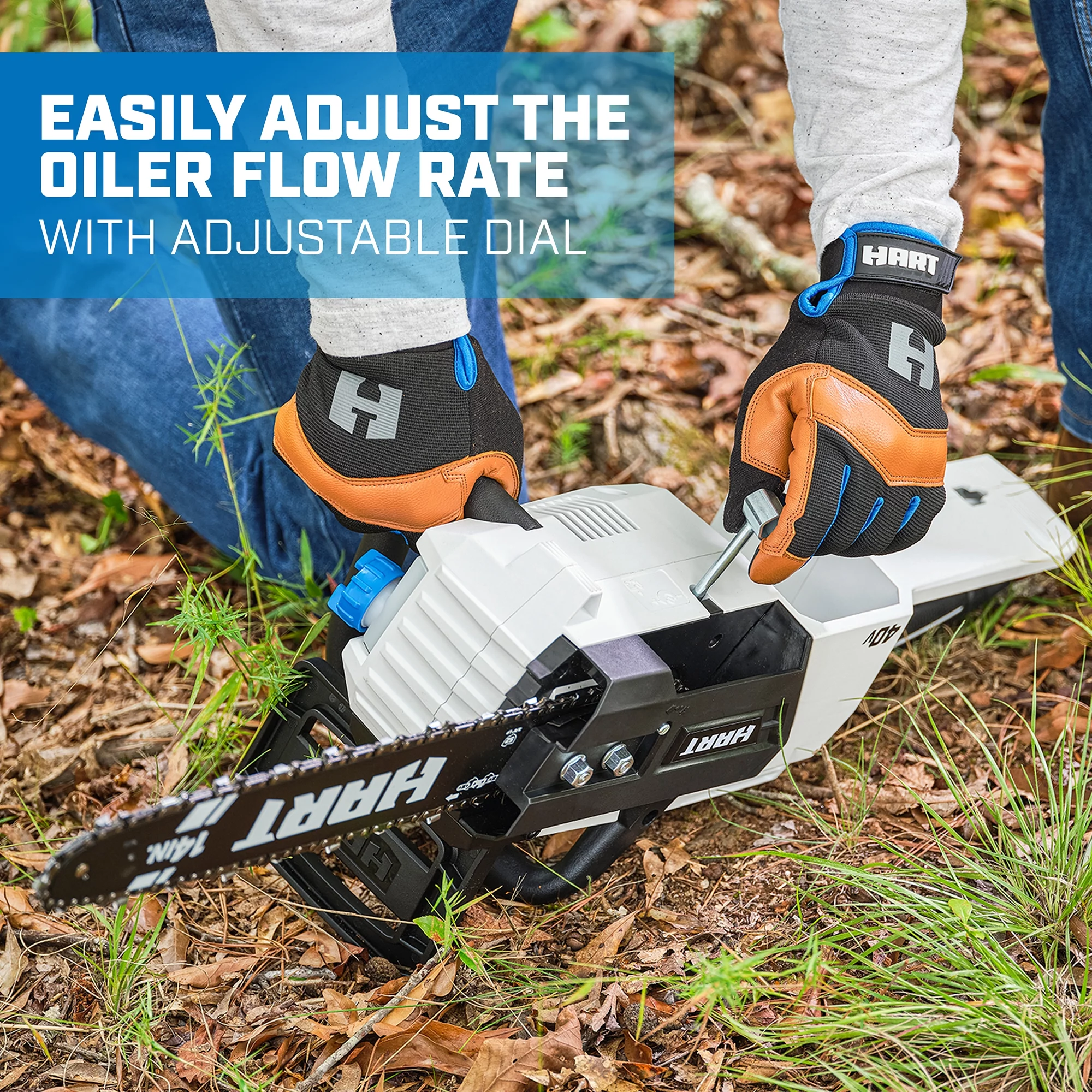 HART 40-Volt 14-inch Battery-Powered Brushless Chainsaw Kit, (1) 4.0Ah Lithium-Ion Battery