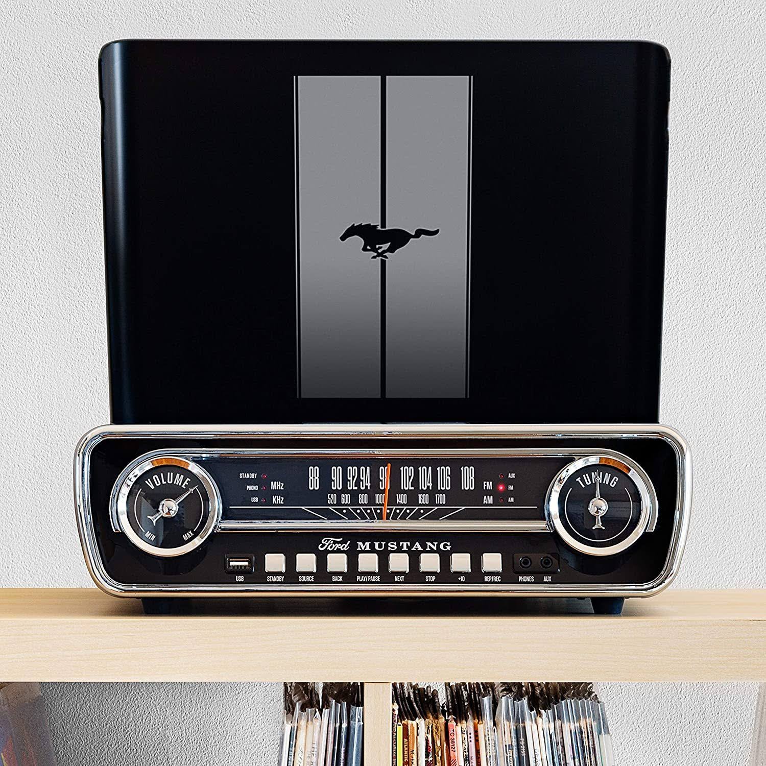 Ion Audio Mustang LP (Black) 4-in-1 Classic Car-Styled Music Center