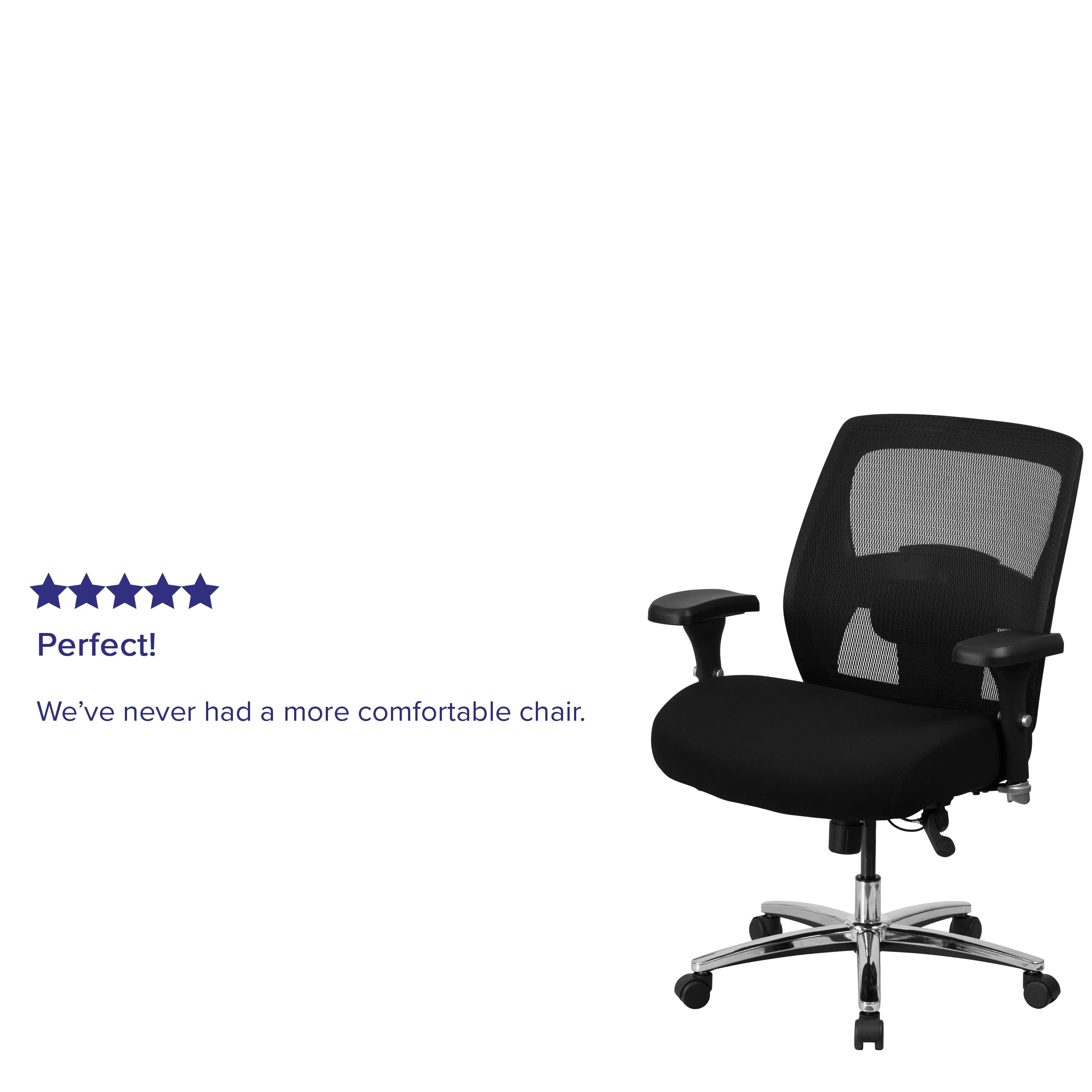 Flash Furniture HERCULES Series 24/7 Intensive Use Big & Tall 500 lb. Rated Black Mesh Executive Ergonomic Office Chair with Ratchet Back