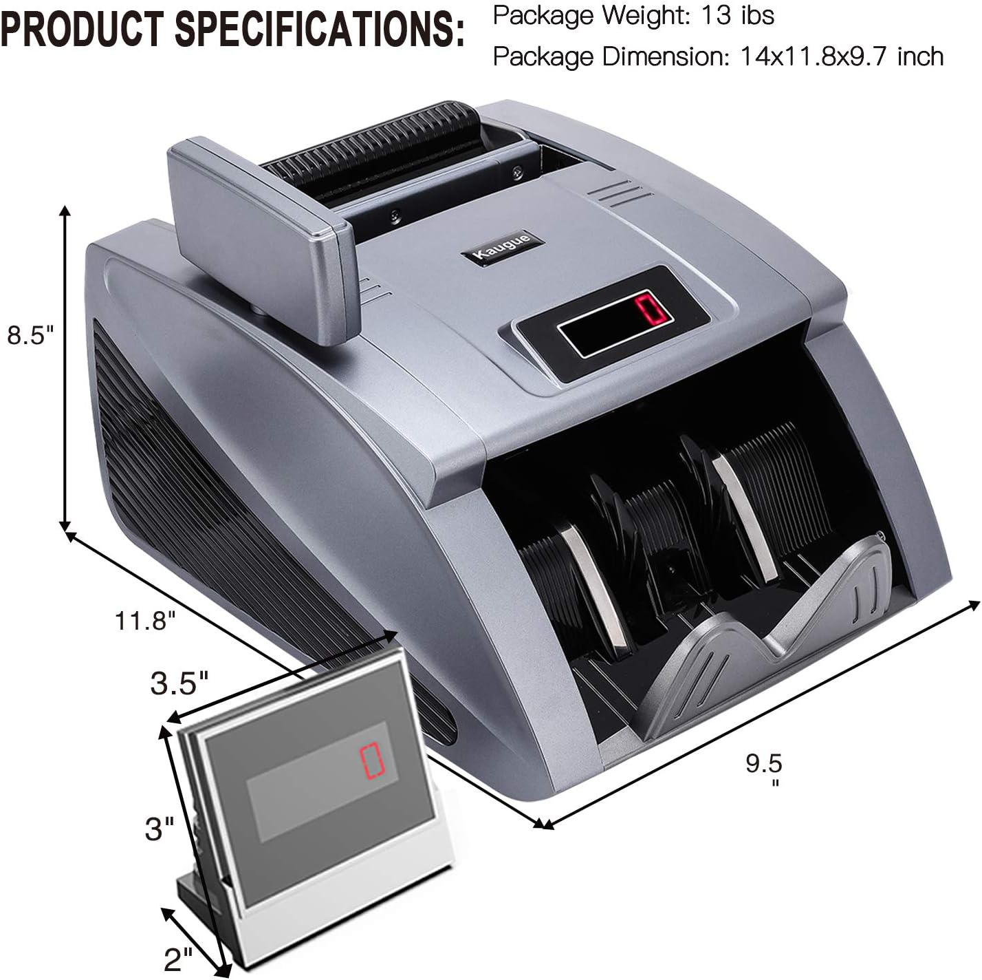 Money Counter Machine with UV/MG/IR/MT, Kaegue Bill Currency Counter Machine, Cash Counting Machine with 9 Modes, 1,200 Notes Per Minute