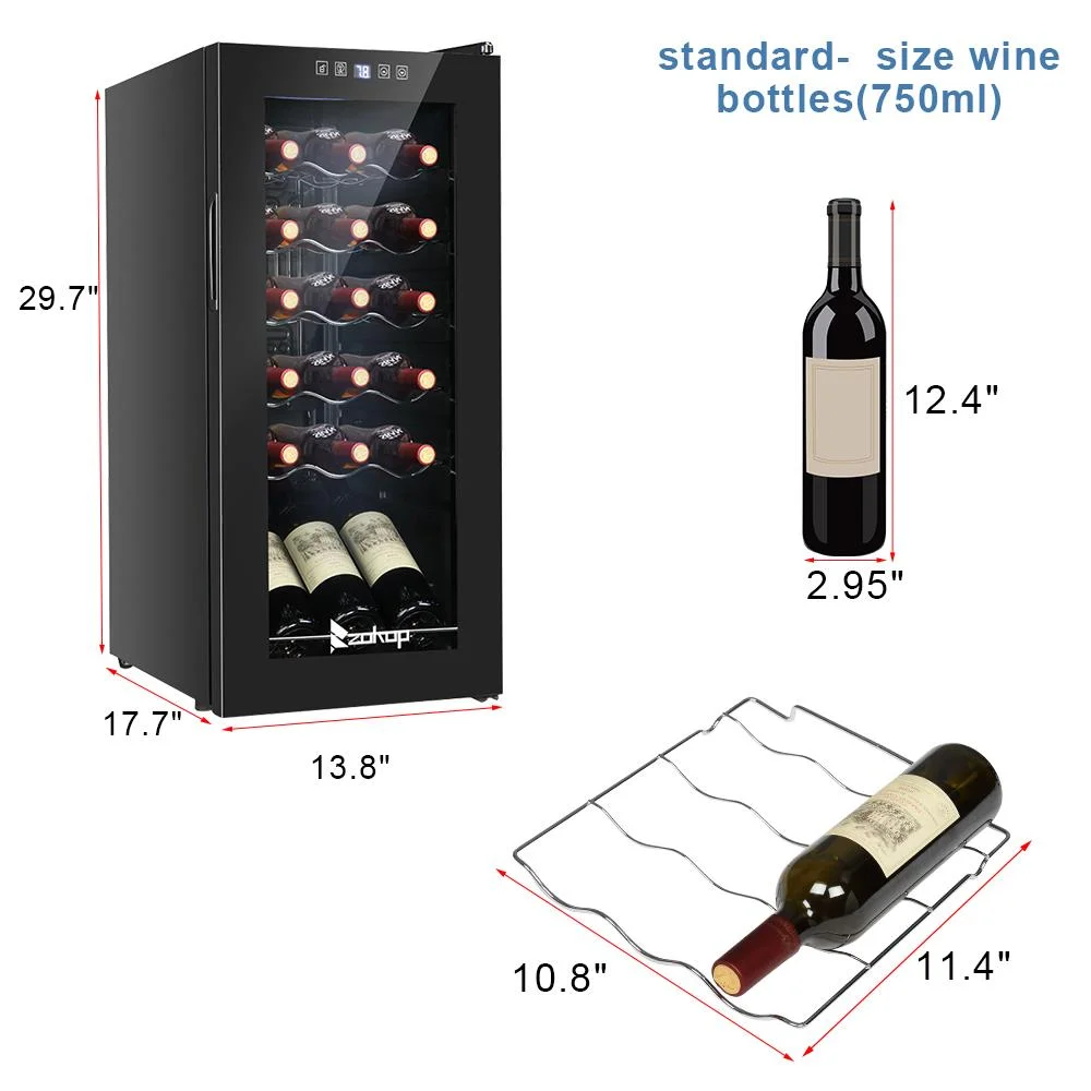 Winado Digital Temperature 18 Bottle Wine Cooler Fridge Refrigerator, Black