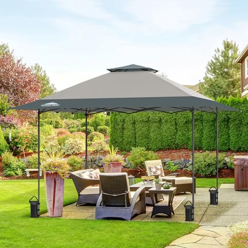 EAGLE PEAK 13x13 Straight Leg Pop Up Canopy Tent Instant Outdoor Canopy Easy Single Person Set up Folding Shelter w/Auto Extending Eaves 169 Square