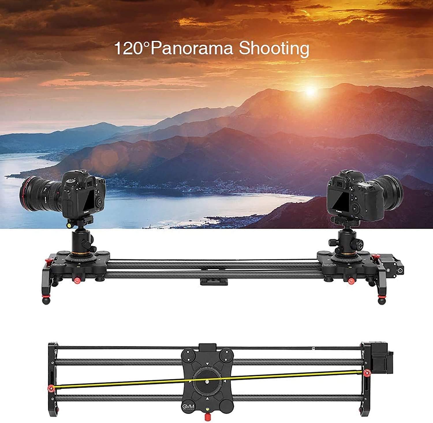 GVM Motorized Camera Slider, 31 Carbon Fiber Dolly Rail Camera Slider with Time-Lapse Photography
