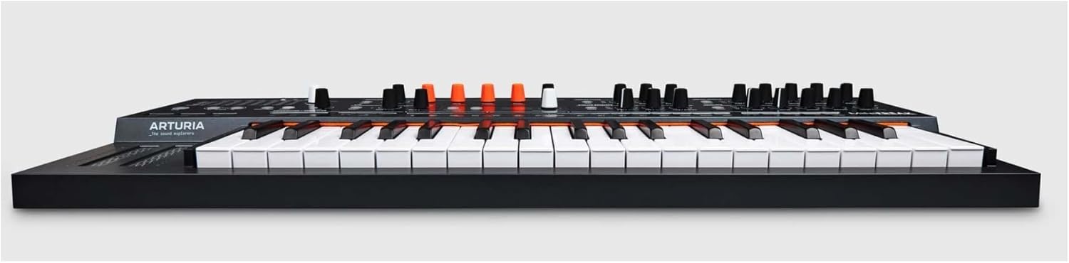 Arturia MiniFreak 37-Key Hybrid Synthesizer Bundle with Closed-Back Headphones, Sustain Pedal, MIDI and 1/4" TRS Cables (7 Items)