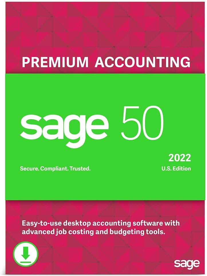 Sage 50 Premium Accounting 2022 U.S. 2-User Small Business Accounting Software [PC Download]