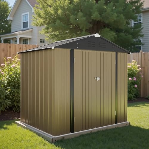 Greesum 5×3 FT Outdoor Storage Shed, Metal Storaged Sheds Without Floor, Tool Sheds with Lockable Doors and Sloping Roof for Garden, Patio, Backyard