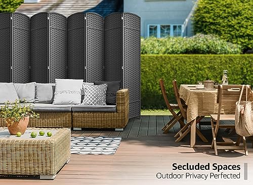 Sorbus 8-Panel Black Room Divider with Double Hinged Panels, 6 ft Tall Folding Privacy Screen