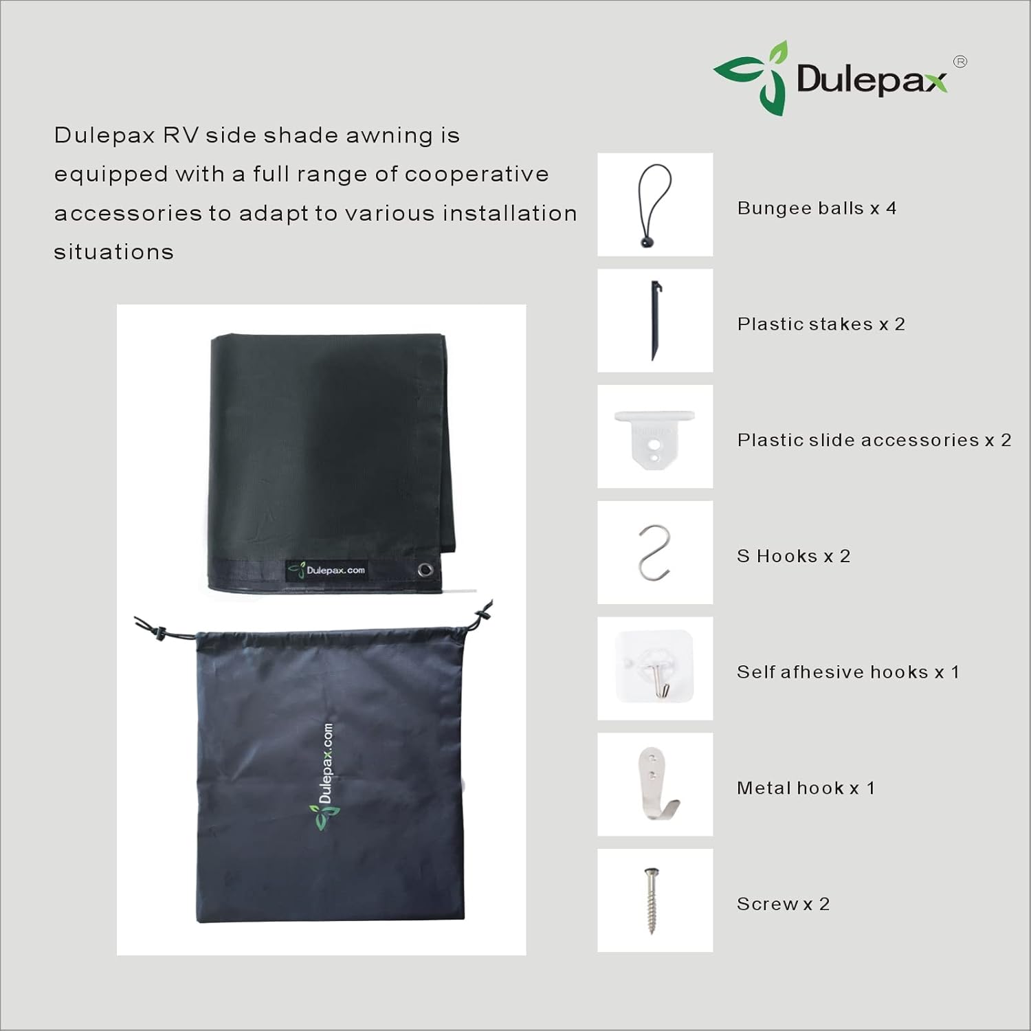 Dulepax RV Awning Shade Screen with Zipper 8'X11'3'' -Second Generation RV Awning Screen Significantly Improves Shadew and Privacy.Universal RV