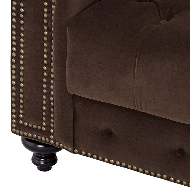Jules 90"W Chocolate Brown Velvet Tufted Chesterfield Sofa