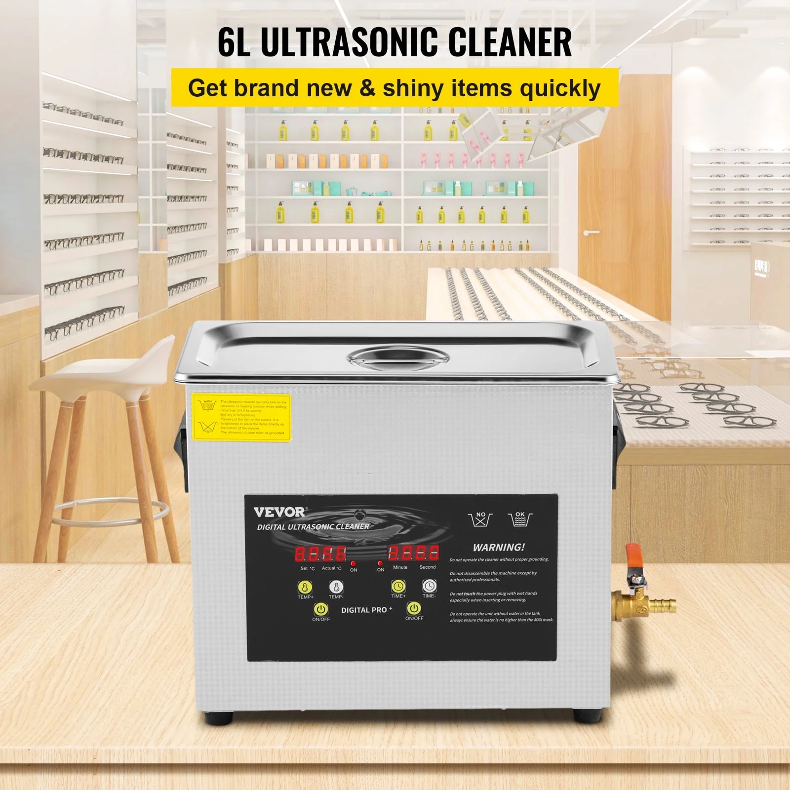 VEVOR 6L Upgraded Ultrasonic Cleaner (300W Heater