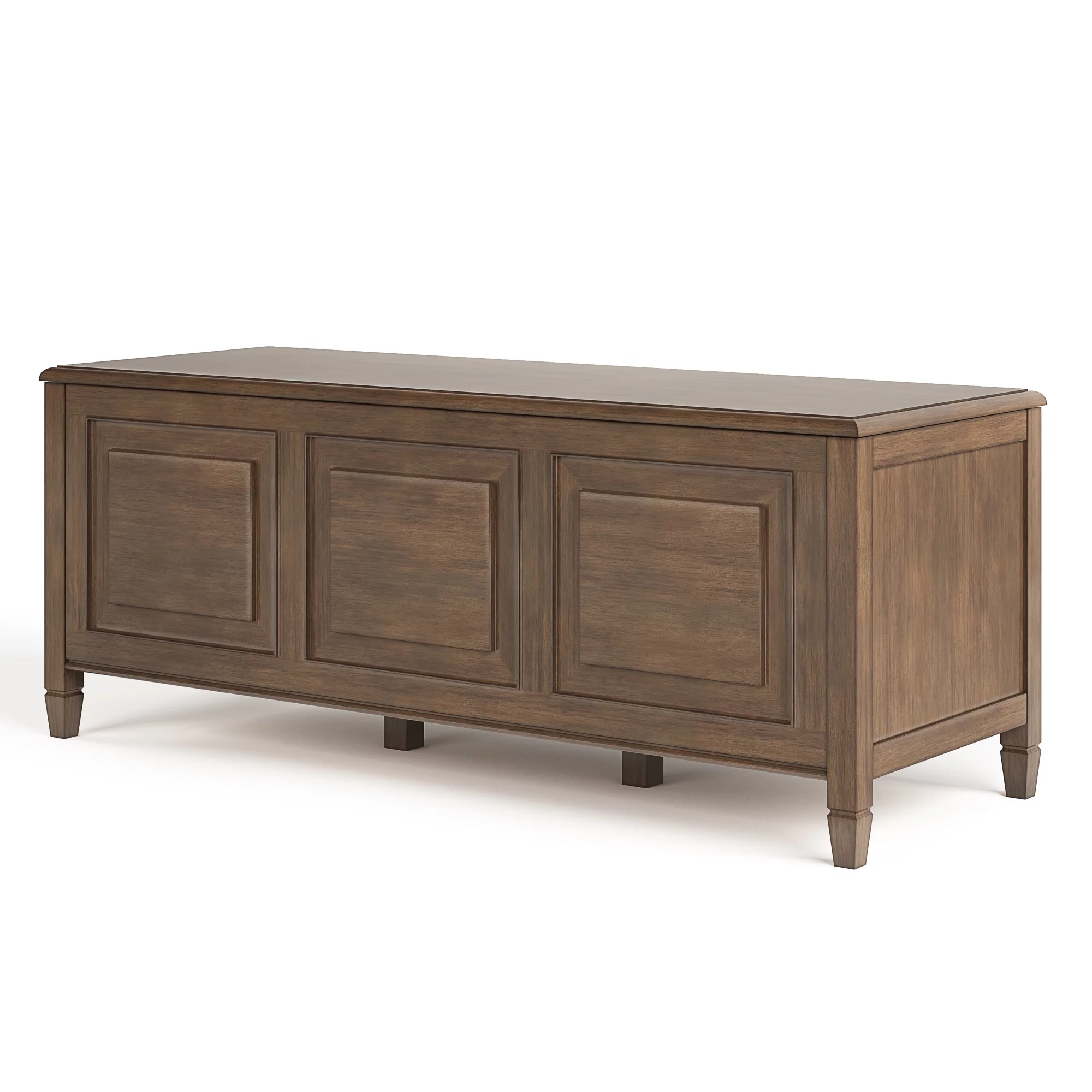 Simpli Home Connaught Traditional Solid Wood Storage Bench in Natural Aged Brown