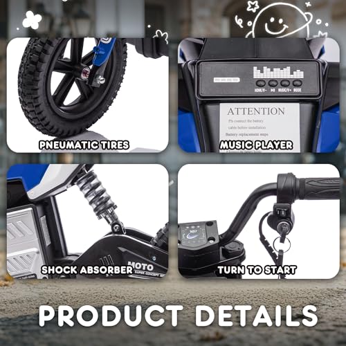 24V 8AH Electric Dirt Bike, Kids Ride On Motorcycle with 200W High Speed Hub Motor, 90 Min Usage, Powered Off-Road Bike withShock Absorber