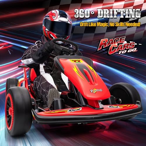 24V Electric Go Kart for Kids, Crazy Drift Cart with 400W Motors, EVA Tires, Max Speed 8.1 MPH, Music, Wireless