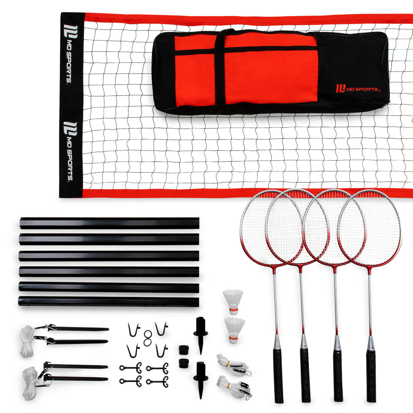 MD Sports Advanced Badminton Set, Lawn Game, Red/Black - Avayadevconnect