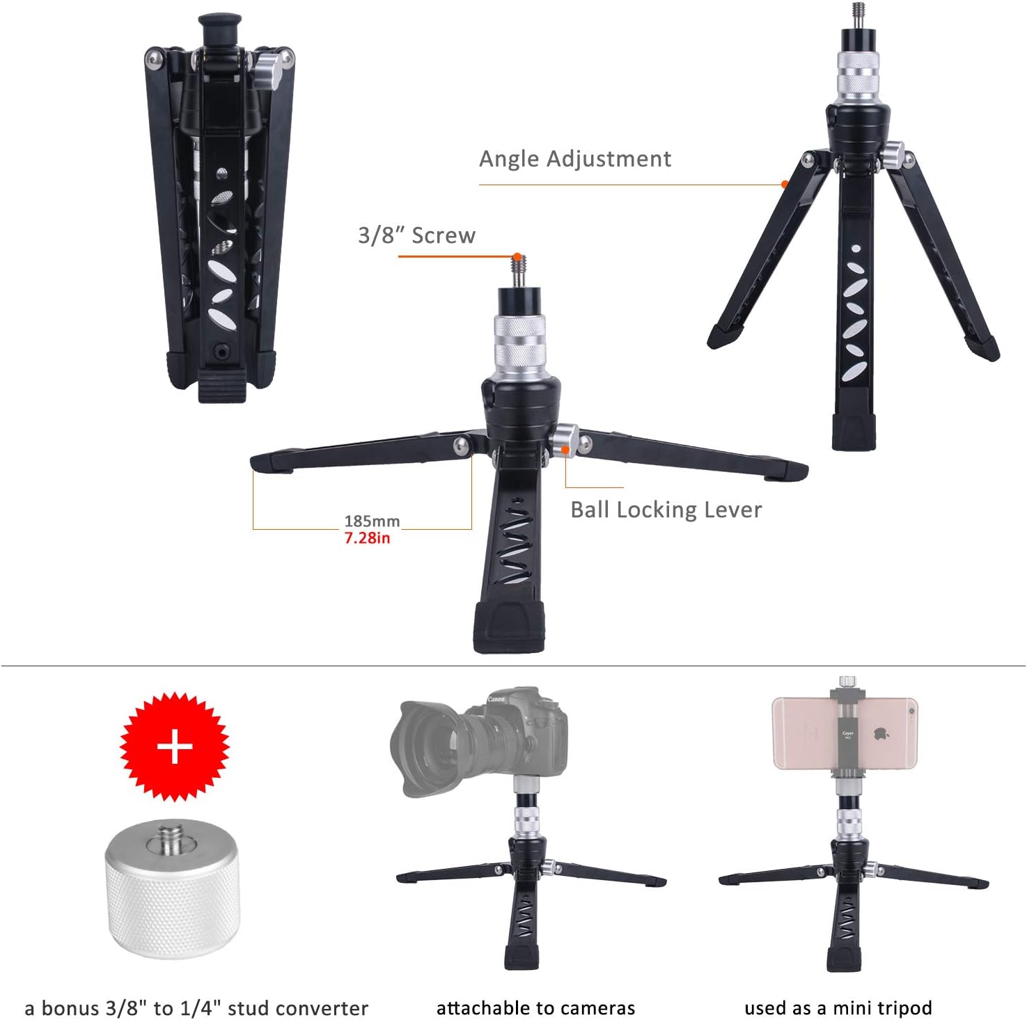 Cayer CF34 Carbon Fiber Camer Monopod Kit