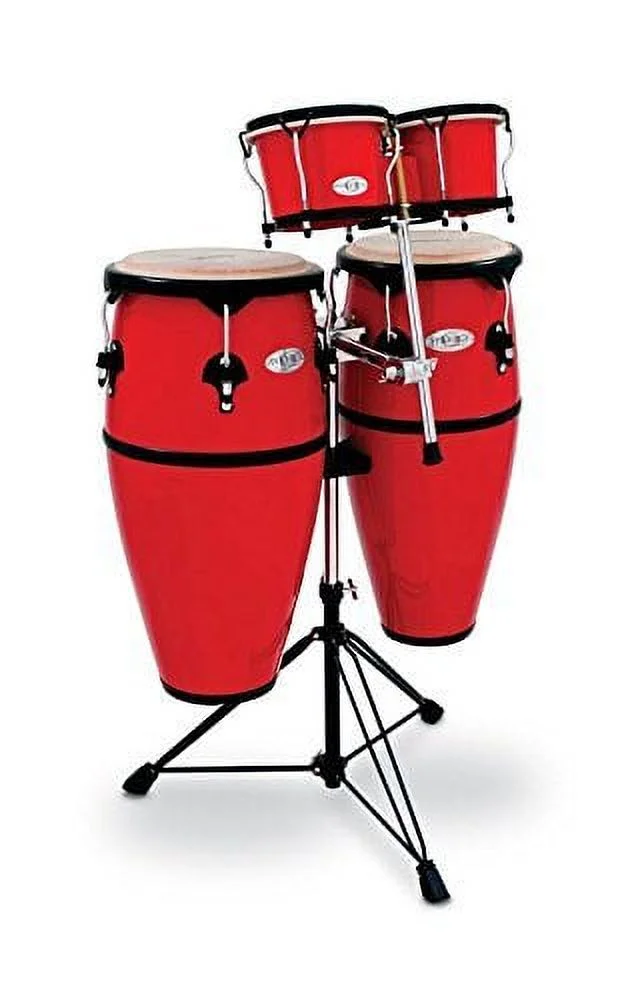 Toca Synergy Series Fiberglass Conga & Bongo Set with Stand, Red