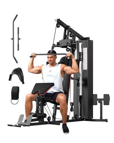 Home Gym Machine, Full Body Workout Machine with 150LBS Weight Stack, Multifunctional All in One Exercise Equipment Station with Preacher Curl Pad