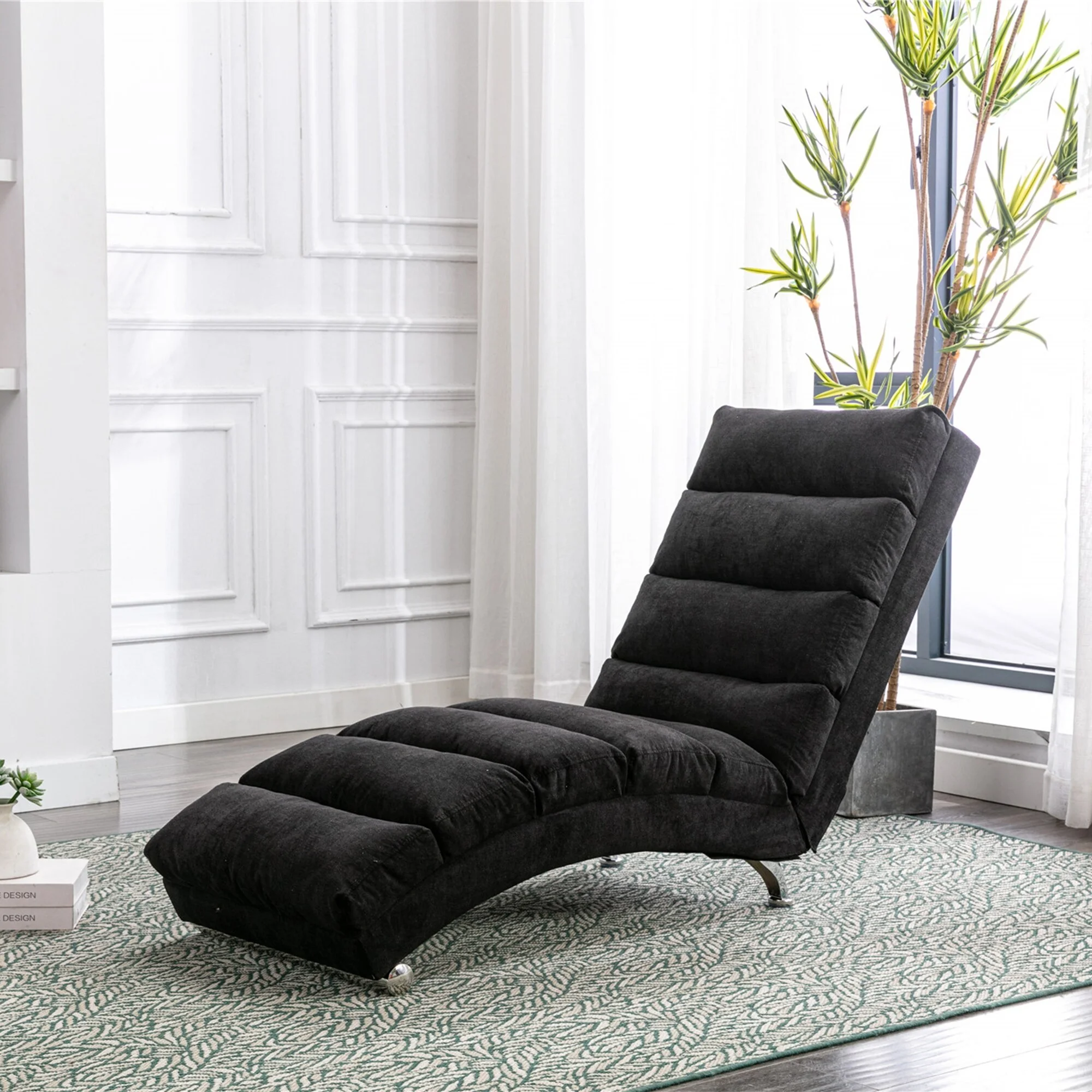 Modern Tufted Oversized Chaise Lounge Massage Chair For Living Room, Bedroom Grey