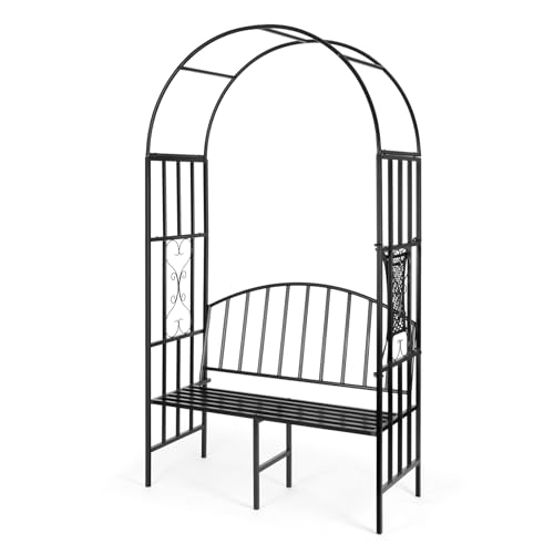 Garden Arch Heavy Duty (Holds 660lbs-250kg) | Metal Arbor Archway for Climbing Plant & Two People Seat Bench |Outdoor Lawn Backyard Decor 81 x 45.3 x