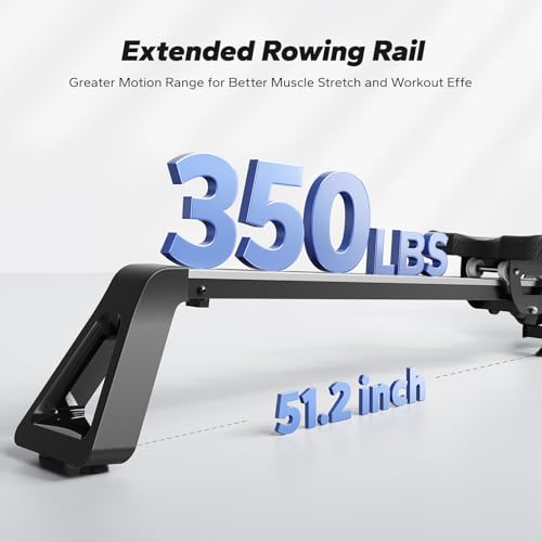 MERACH Rowing Machines for Home, Powerful Electromagnetic Row Machine with 51.2" Extended Rail, 16-Level Handle Resistance Adjustment Rower