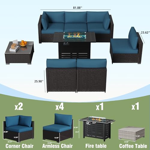 KIGOTY Patio Furniture Set 7 Pieces Conversation Sets, Outdoor Sectional Sofa
