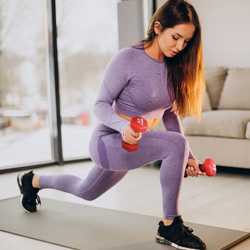 HolaHatha Neoprene Dumbbell Free Hand Weight Set with Rack, Ideal for Home Exercises to Gain Tone and Definition