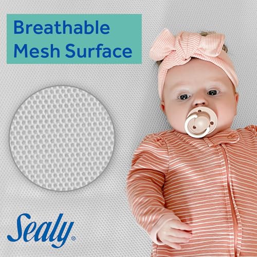 SEALY BABY OmniPedic Refresh Breathable Crib Mattress, GREENGUARD Gold Certified, Made in USA, Removable Knit Cover, 2 Stage, Toddler Bed Fit
