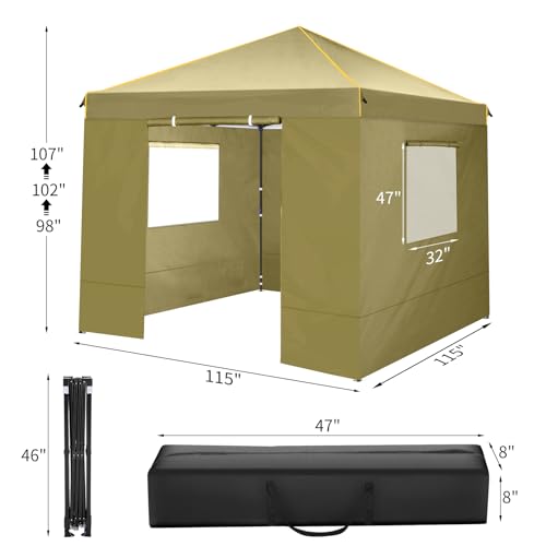 10x10 Pop Up Canopy Tent with 4 Sidewalls and Mesh Windows 2.0