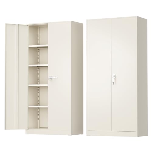 Greenvelly Metal Storage Cabinet, 72" Black Locking Storage Cabinets with Doors and 4 Shelves, Metal Cabinet for Garage Home Office, Classroom