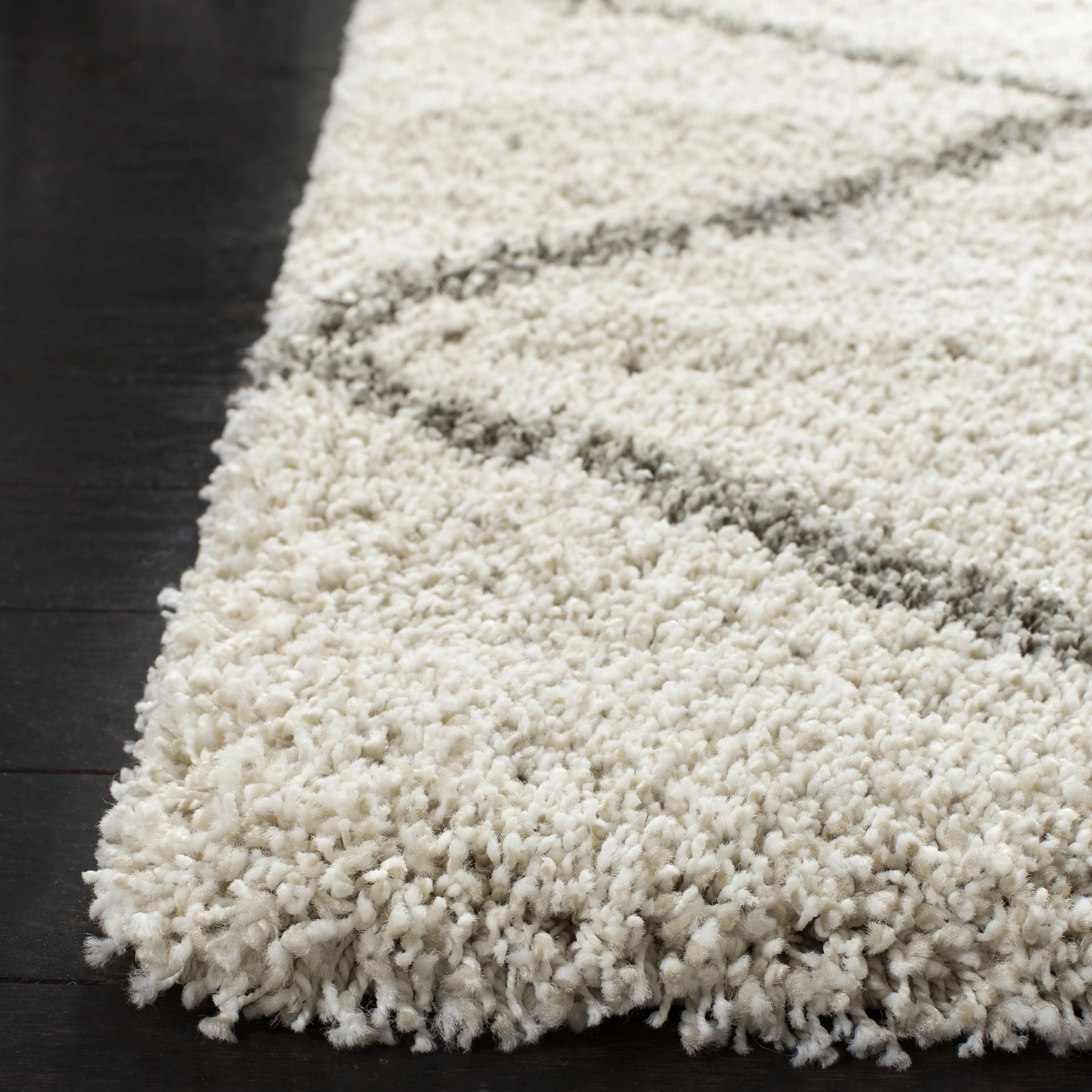 SAFAVIEH Hudson Amias Geometric Shag Area Rug, Ivory/Grey, 11' x 15'