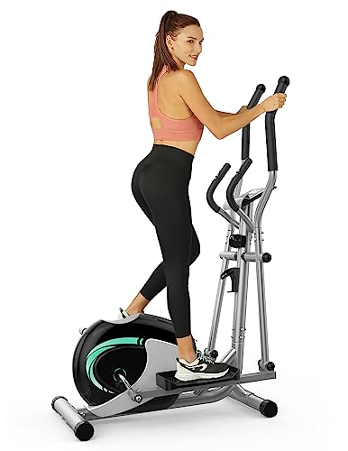 THERUN Elliptical Machine for Home, Magnetic Hyper-Quiet Compact Elliptical Exercise Machine w/ 8 Levels Adjustable Resistance, 6KG Flywheel