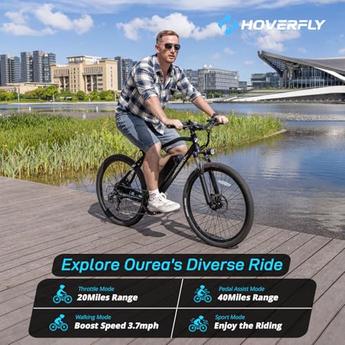 HOVERFLY OUREA 26" Electric Bike for Adults, 750W Peak Motor Mountain Ebike, 20MPH Up to 40 Miles, UL2849 Certified, 7-Speed, Removable Battery