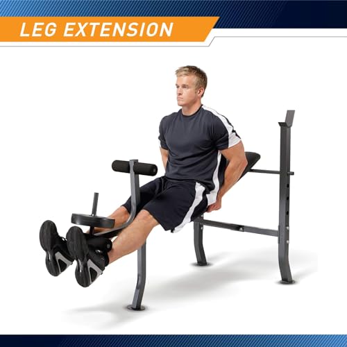 Marcy Standard Weight Bench with 80lbs to 100 lbs Vinyl-Coated Weight Set for Strength Training, Weight Lifting for Personal Home Gym