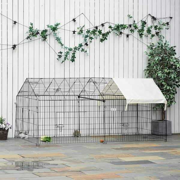PawHut Outdoor Metal Kennel Enclosure for Small Animals, Utilizable as Rabbit or Chicken Run - Pet Supplies online store