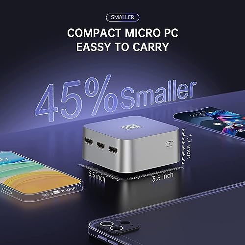 ACEMAGICIAN Mini PC Windows 11 Pro, 12th Alder Lake N95 8GB LPDDR5 256GB M.2 SSD Mini Desktop Computers, Micro Pc with 3 HDMI Support 4K UHD