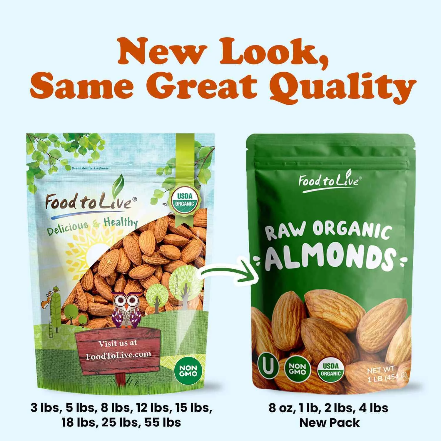 Organic Italian Raw Almonds, 3 Pounds — Non-GMO, Kosher, Raw, Vegan — by Food to Live