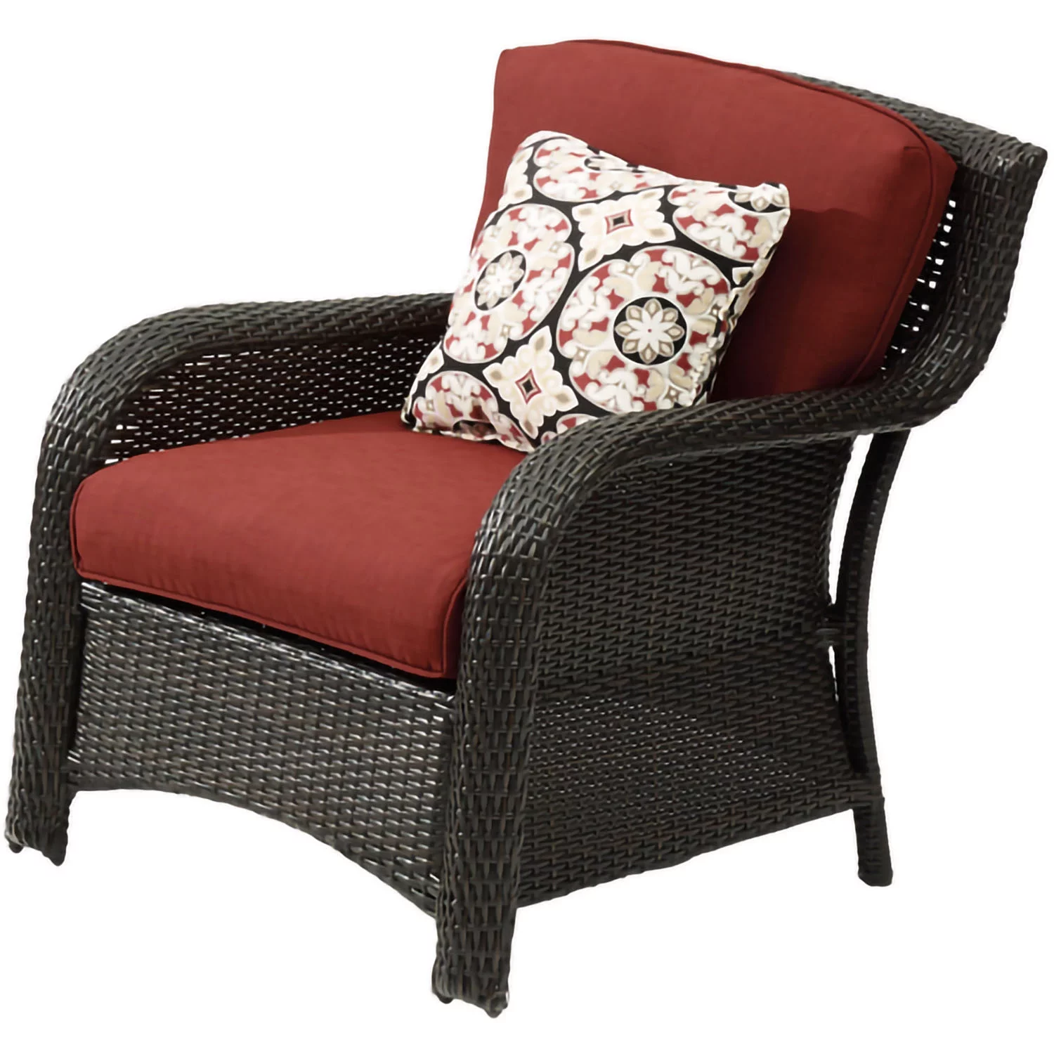 Hanover Strathmere 6-Piece Wicker Outdoor Conversation Set, Crimson Red