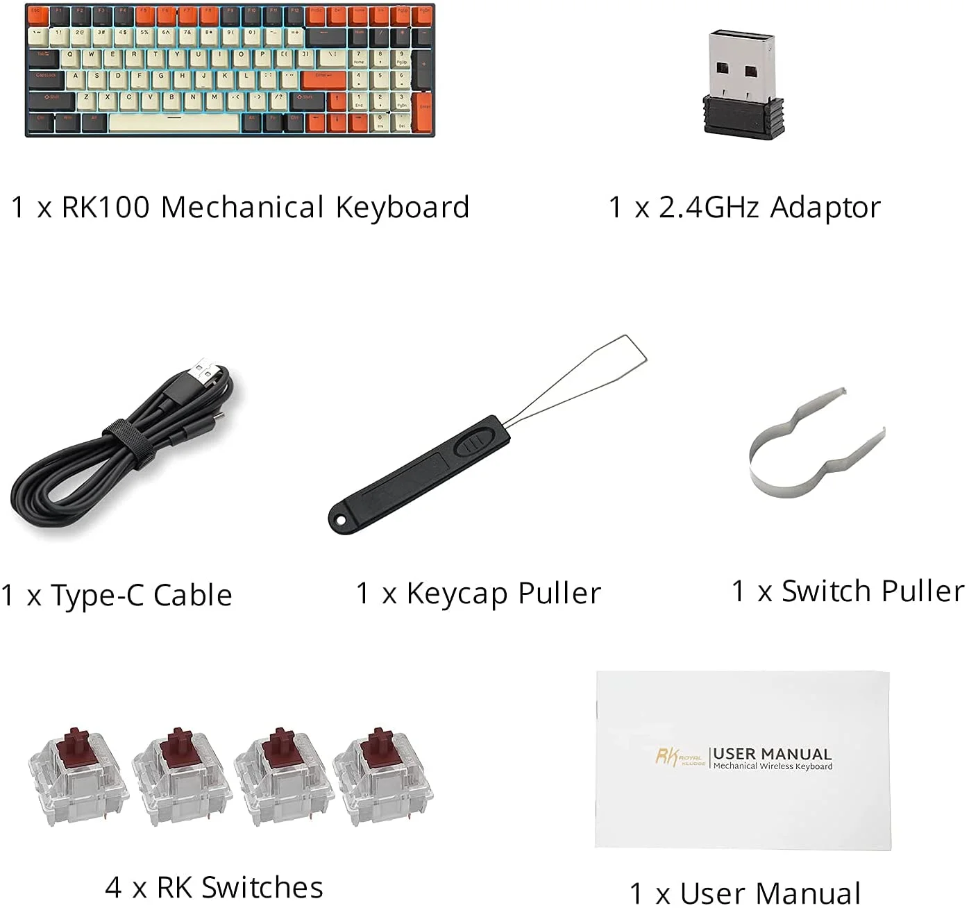 100 Wireless Mechanical Keyboard, Bluetooth5.1/2.4Ghz/Wired Mechanical Keyboard, 100-key 96% Full Size Hot Swappable Keyboard Brown Switch