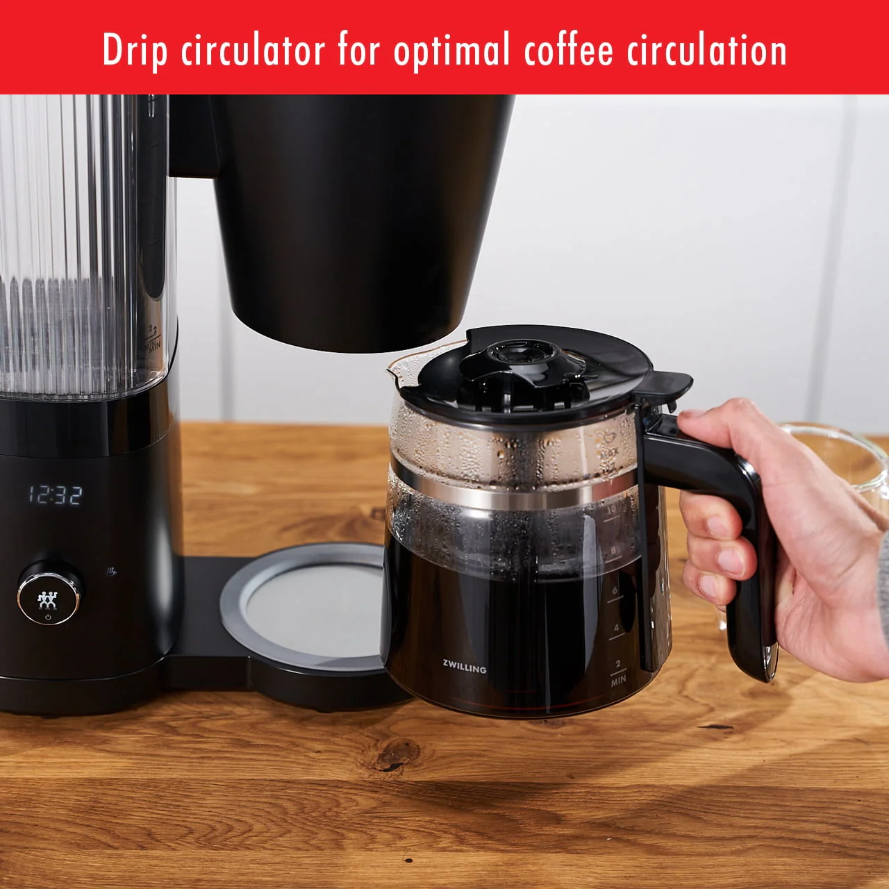 ZWILLING Enfinigy Glass Drip Coffee Maker 12 Cup, Awarded the SCA Golden Cup Standard, Silver