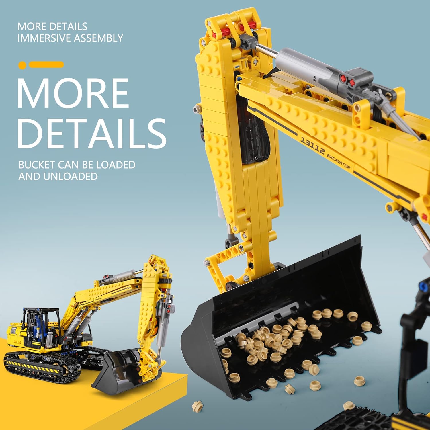 Mould King 17032 Excavators Building Kits, Building Blocks Set Construction Vehicles Model